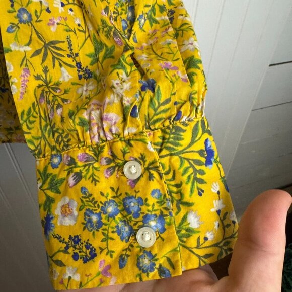 Old Navy NWT Yellow Floral Long Sleeve Button Down I24 - Picture 2 of 8